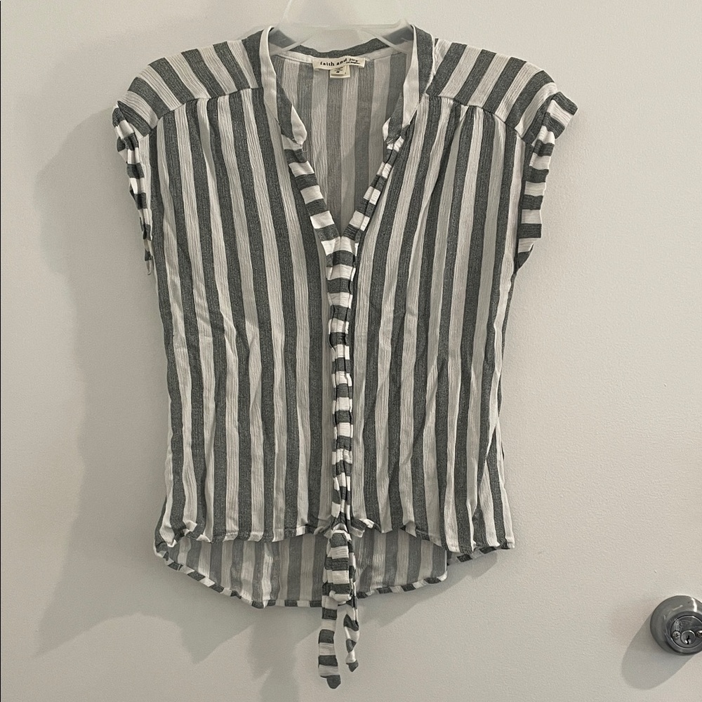 Gray and White Striped Shirt